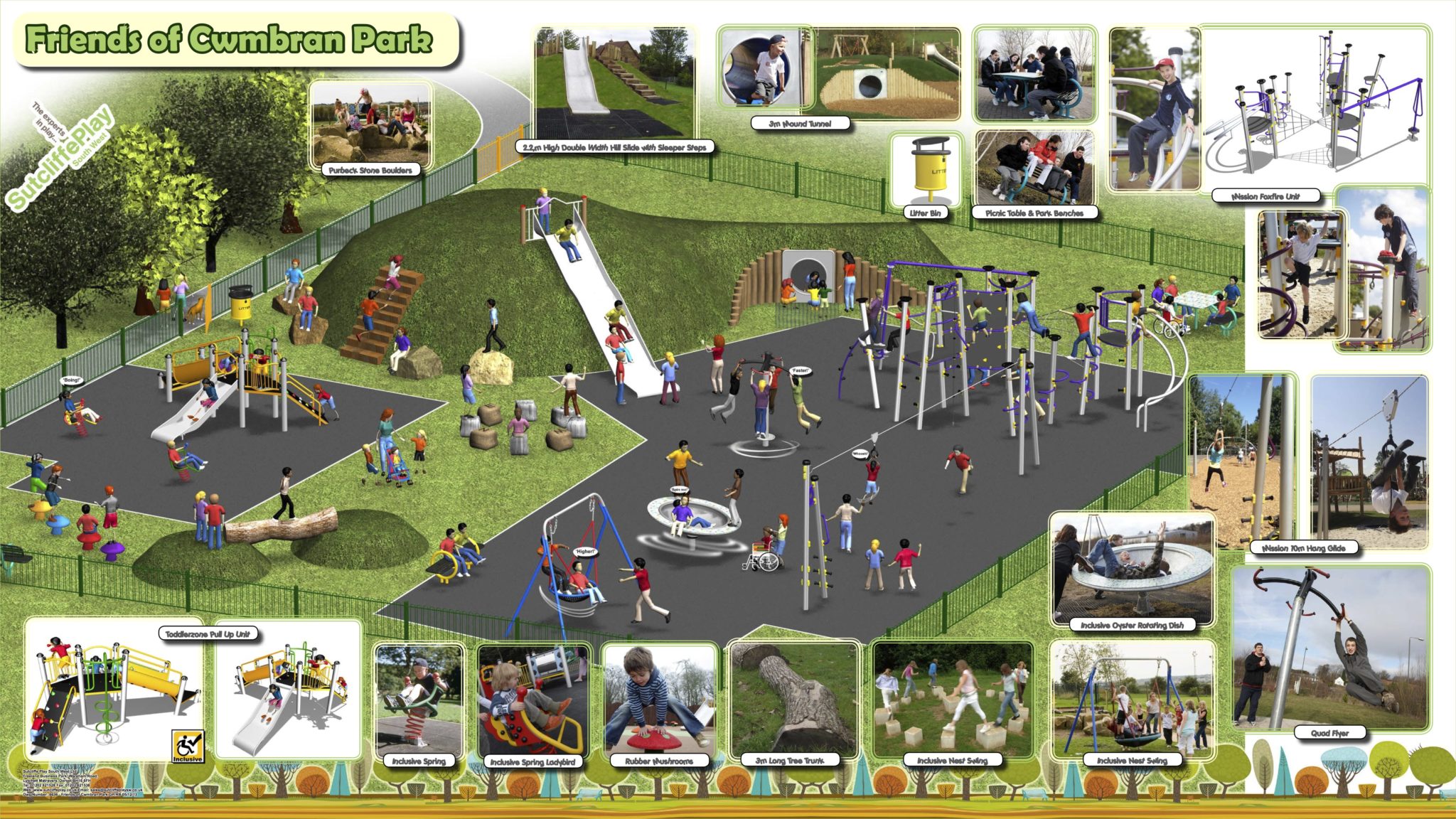 Artist's impression of what a new play area in Cwmbran Park could look like