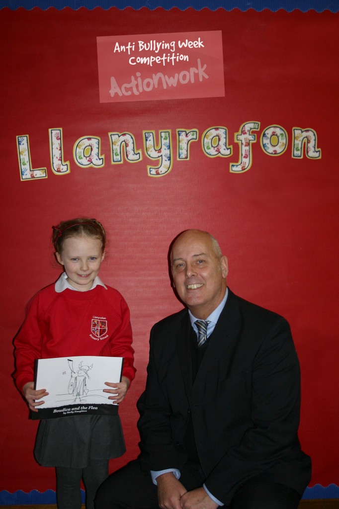 Molly with Wayne Jones, her headteacher at Llanyrafon