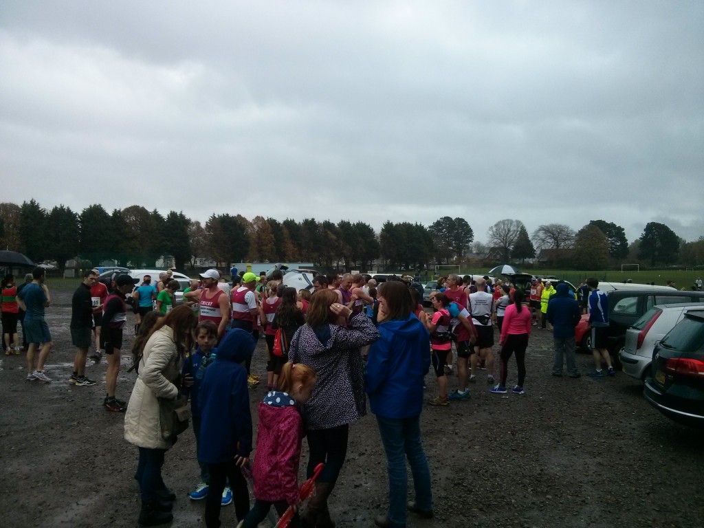 Runners at the start of the Bog & Bryn at Cwmbran Stadium