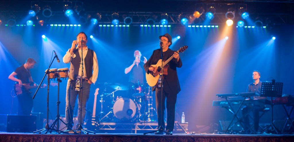 Ben Bowden and Adam Ellis (photo credit- C Norman) on stage as Simon and Garfunkel