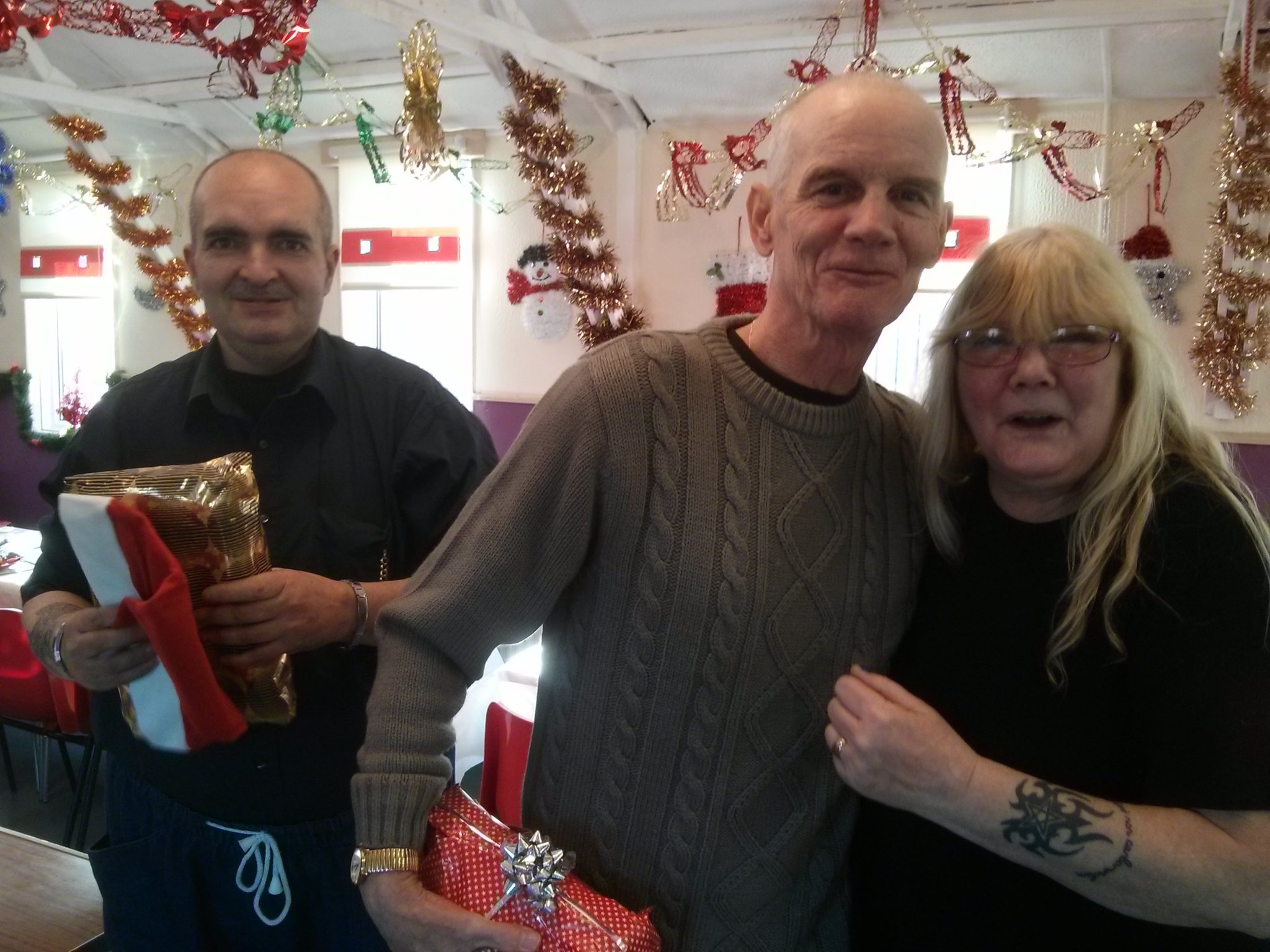 Mike and Diane at today's community Christmas dinner in Cwmbran