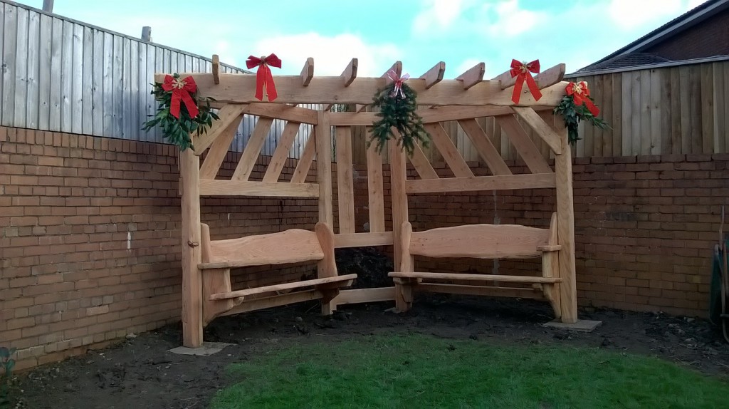 The gazebo at Woodland Court that was made by Blaen Bran thanks to a Big Lottery Fund grant