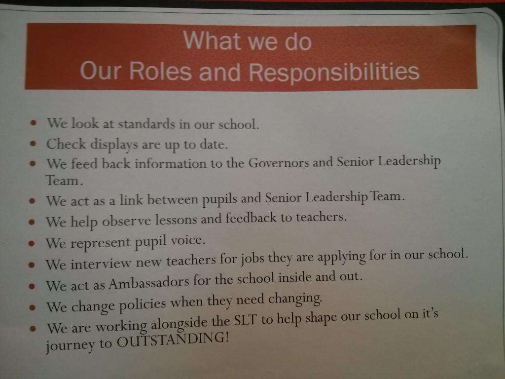 The roles and responsibilities of Coed Eva's Pupil Leadership Team