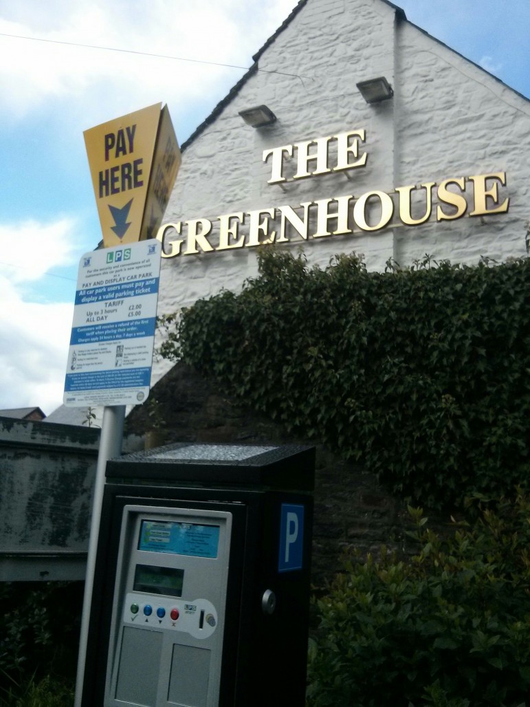 Cwmbran's first parking meter is in the car park of the Greenhouse pub
