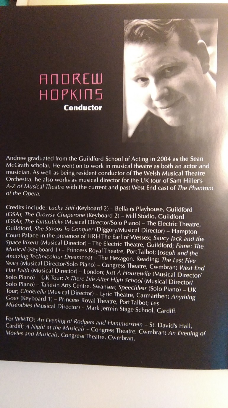 Andrew Hopkins in The Mikado with the Welsh Musical Theatre Orchestra