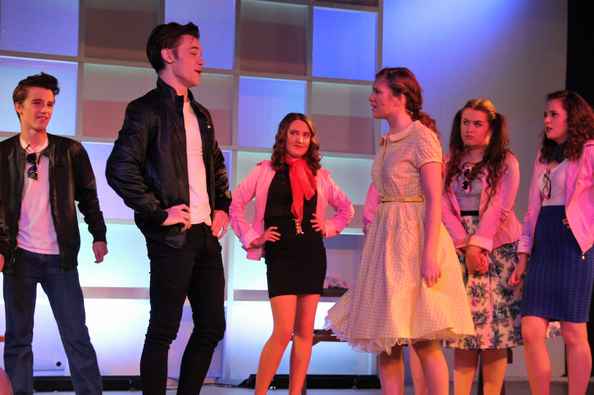 Danny and Sandy in Croesyceiliog School's production of Grease