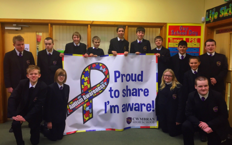 Pupils at the autism base at Cwmbran High School