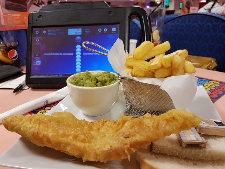 A plate of cod and chips. The Codfather mea;