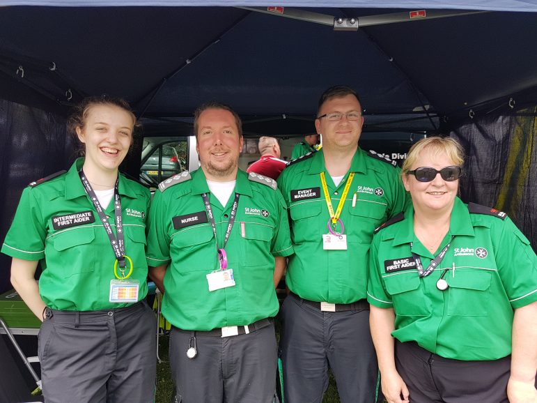 Volunteers from St John Wales had a stand at today's Party in the Park