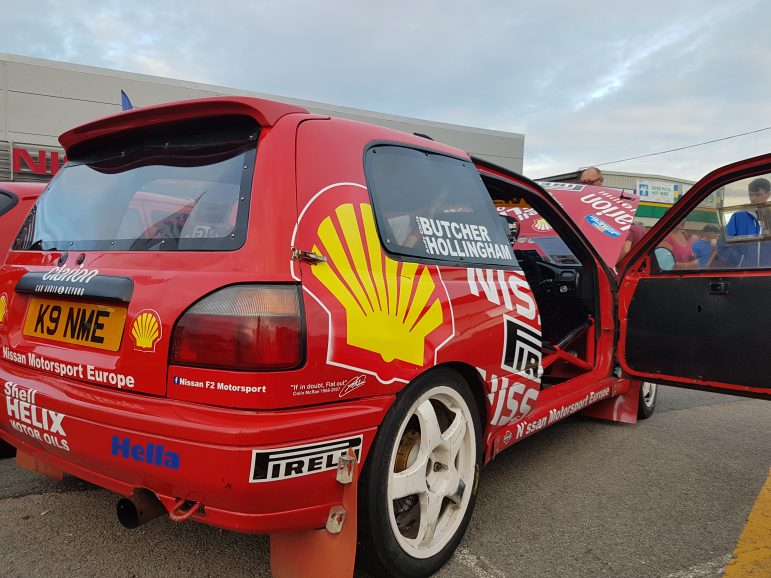 A car on display at the motorsport event held at Newtown Motors in Cwmbran