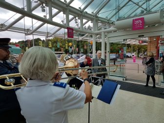 Reg joined in with the Salvation Army band on his last day in work