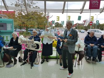 Reg joined in with the Salvation Army band on his last day in work