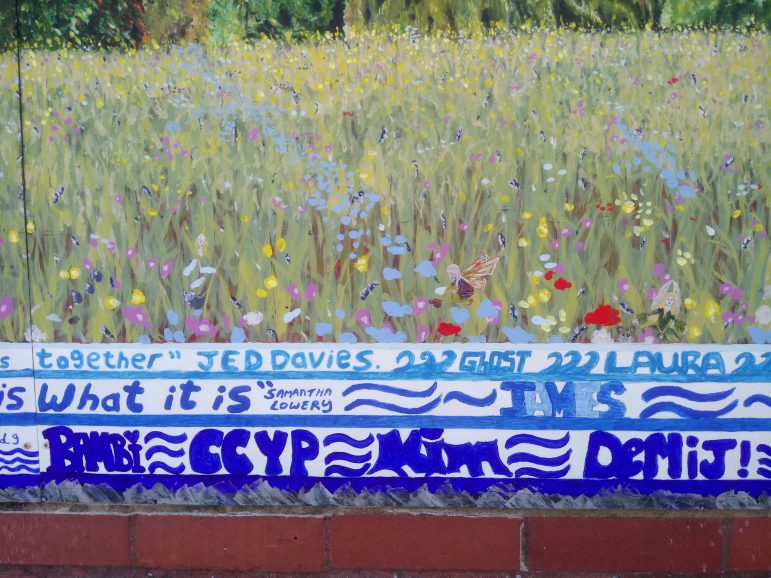 A section of The Valley of King Bran mural at Cwmbran Centre for Young People