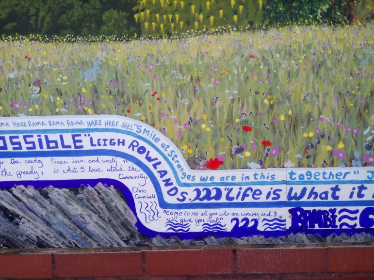 A section of The Valley of King Bran mural at Cwmbran Centre for Young People