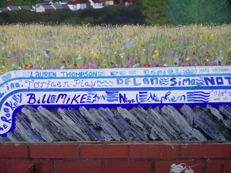 A section of The Valley of King Bran mural at Cwmbran Centre for Young People