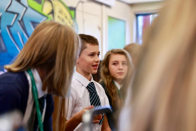 A young person quizzes assembly members in Cwmbran Centre for Young People