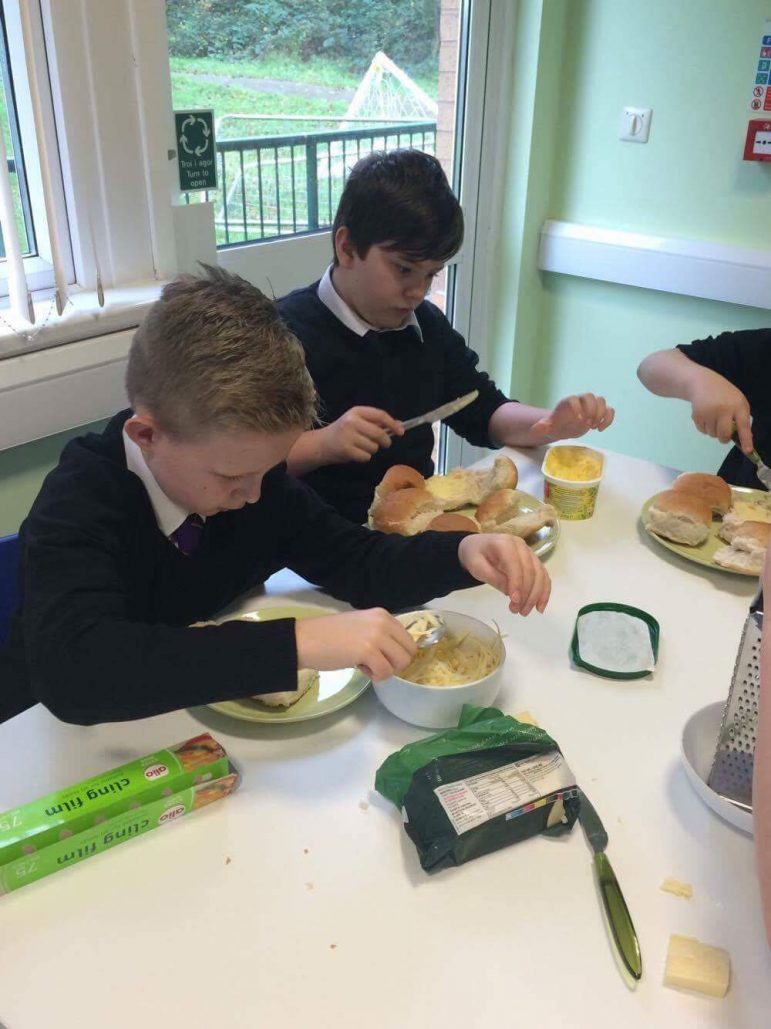 Cwmbran High School pupils made snacks for the volunteers doing the makeover in their garden