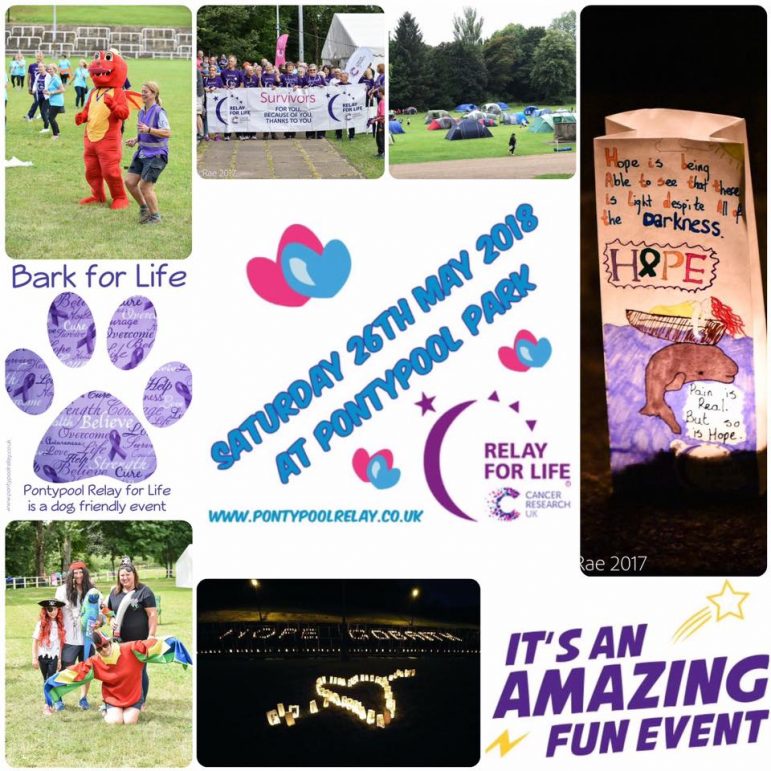 A poster about the Pontypool Relay for Life
