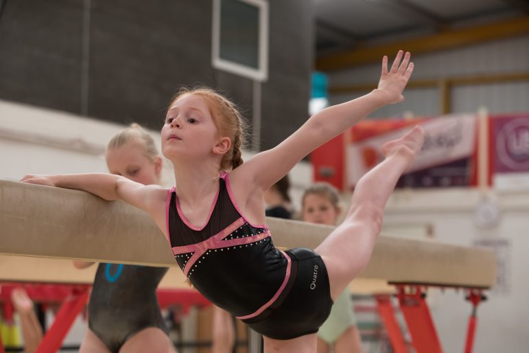 Elsie Sargeant on the beam