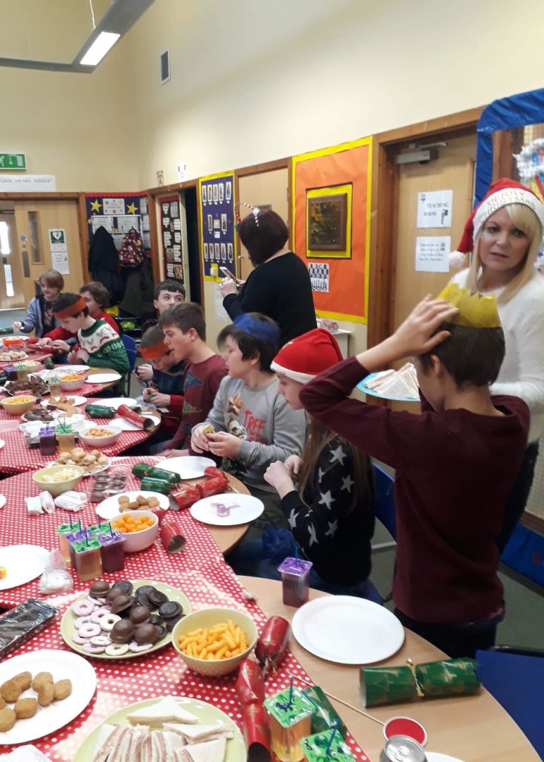 The Christmas party at the autism base in Cwmbran High School