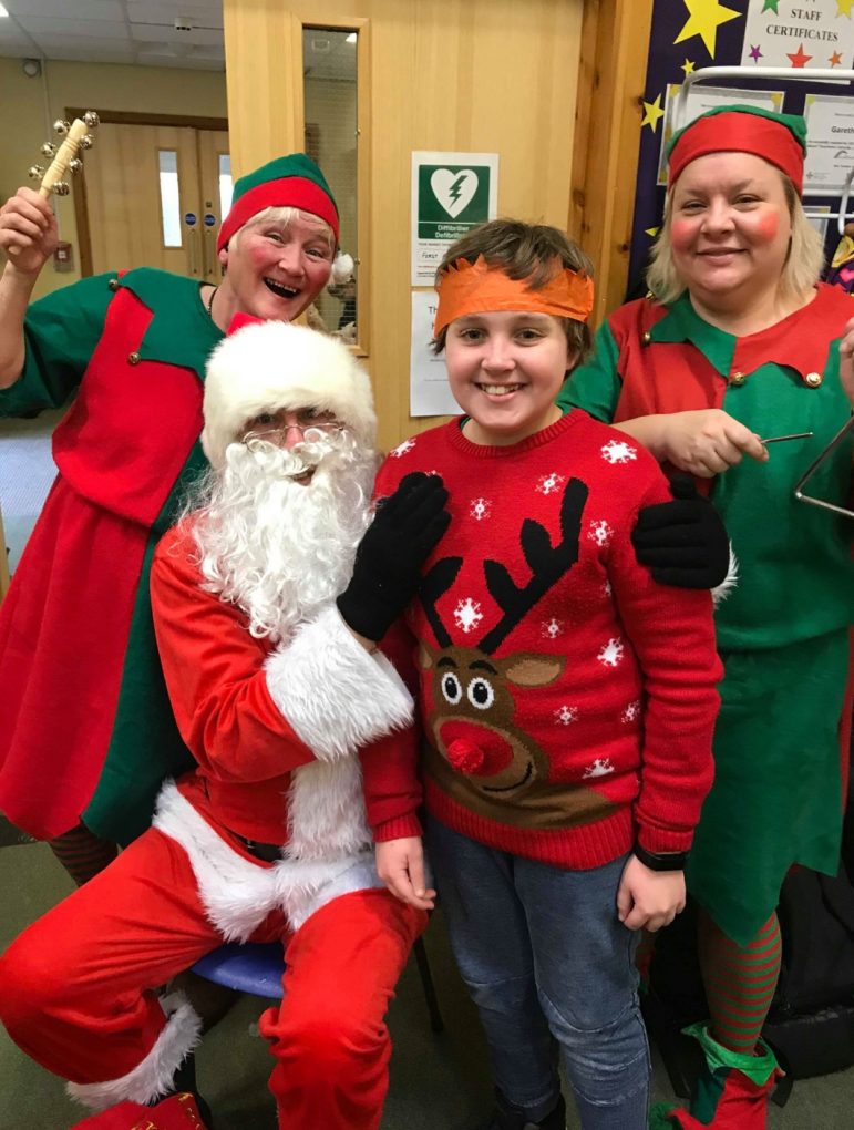 The Christmas party at the autism base in Cwmbran High School