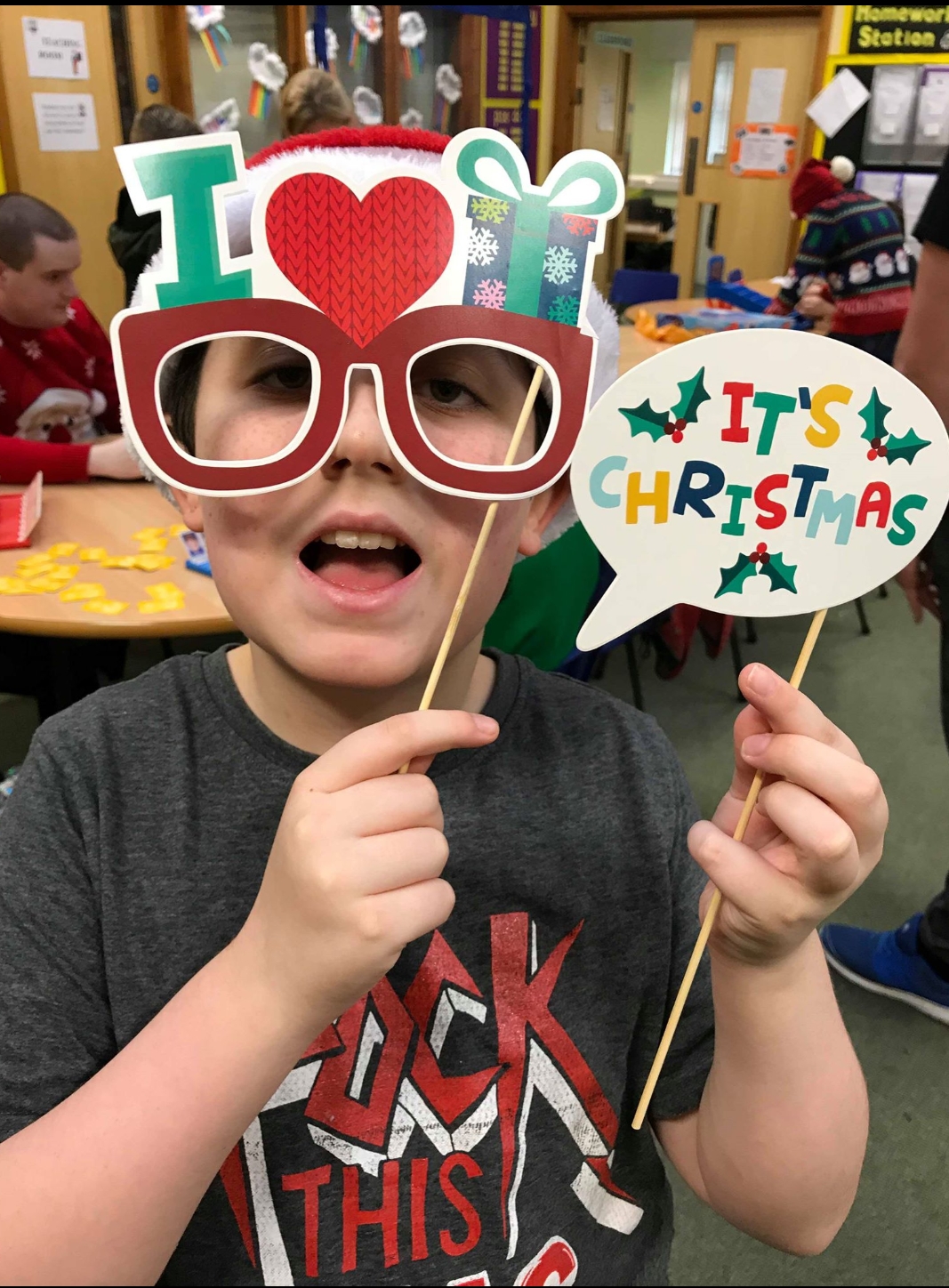 The Christmas party at the autism base in Cwmbran High School