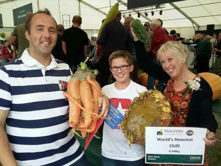 The Fortey family and Carol Klein