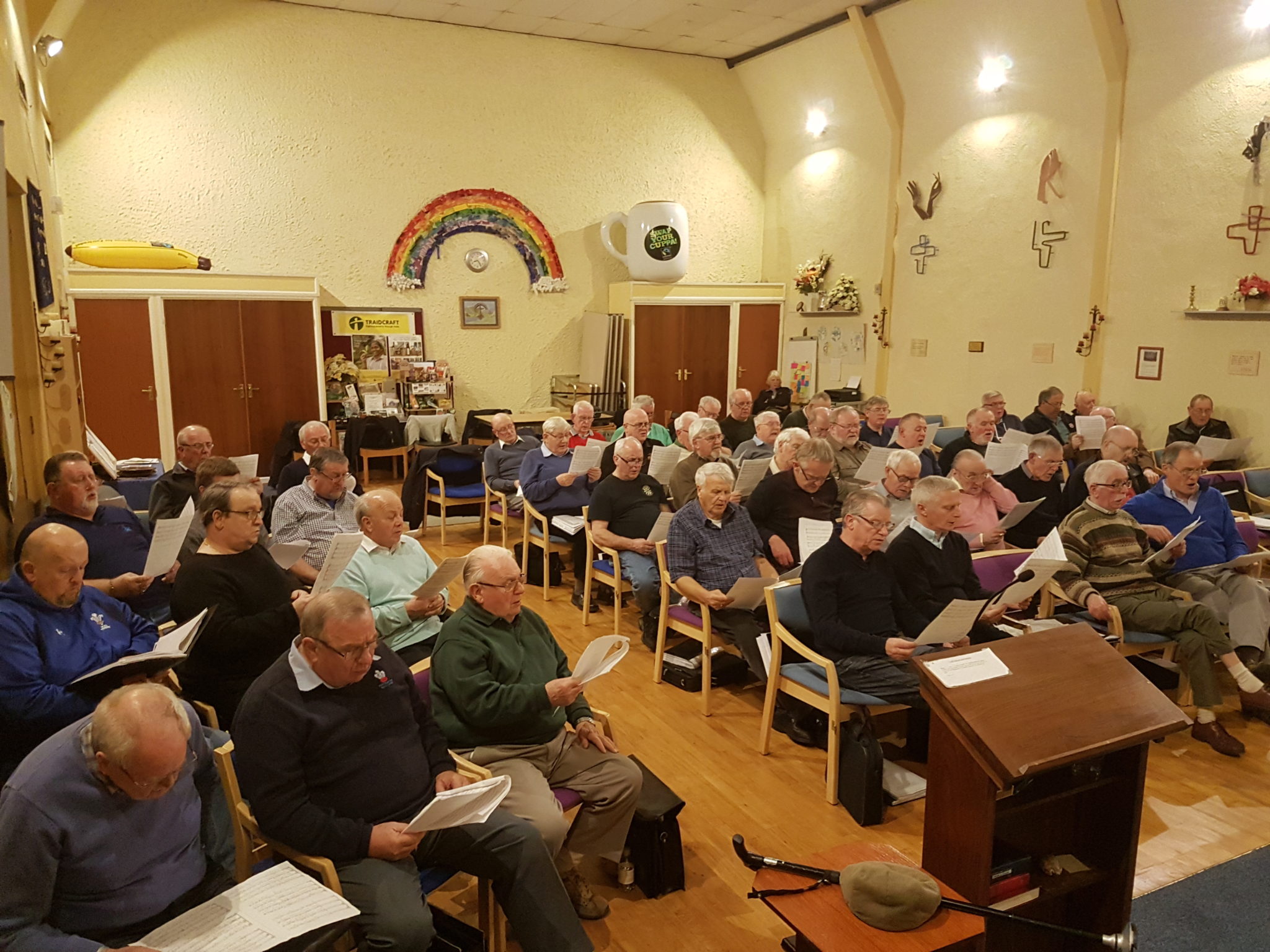 Pontnewydd Male Voice Choir rehearsing