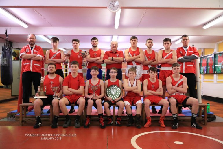 Boxers and coaches at Cwmbran Boxing Club