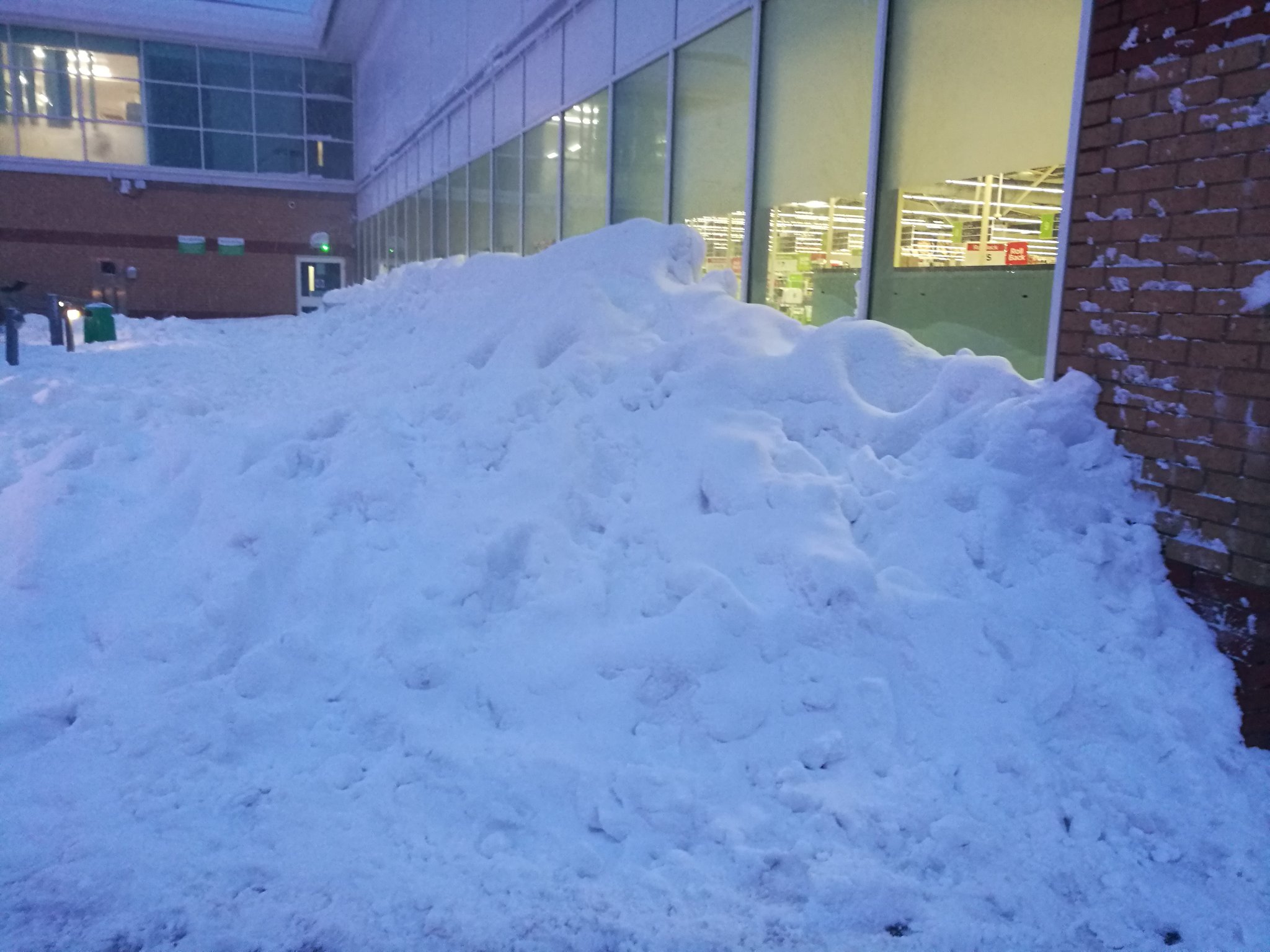 Snow outside Cwmbran Asda