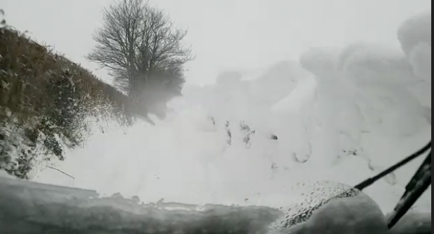 A snow packed lane in Cwmbran