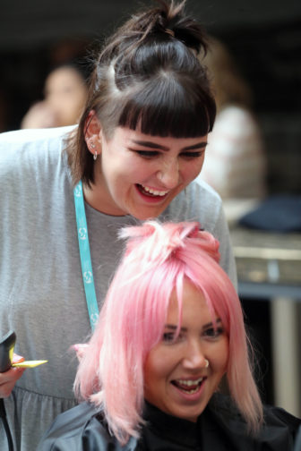 Kirsty Harris working on the competition floor at this year's Salon Cymru