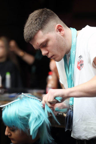 Luke Hopkins competing at Salon Cymru 2018