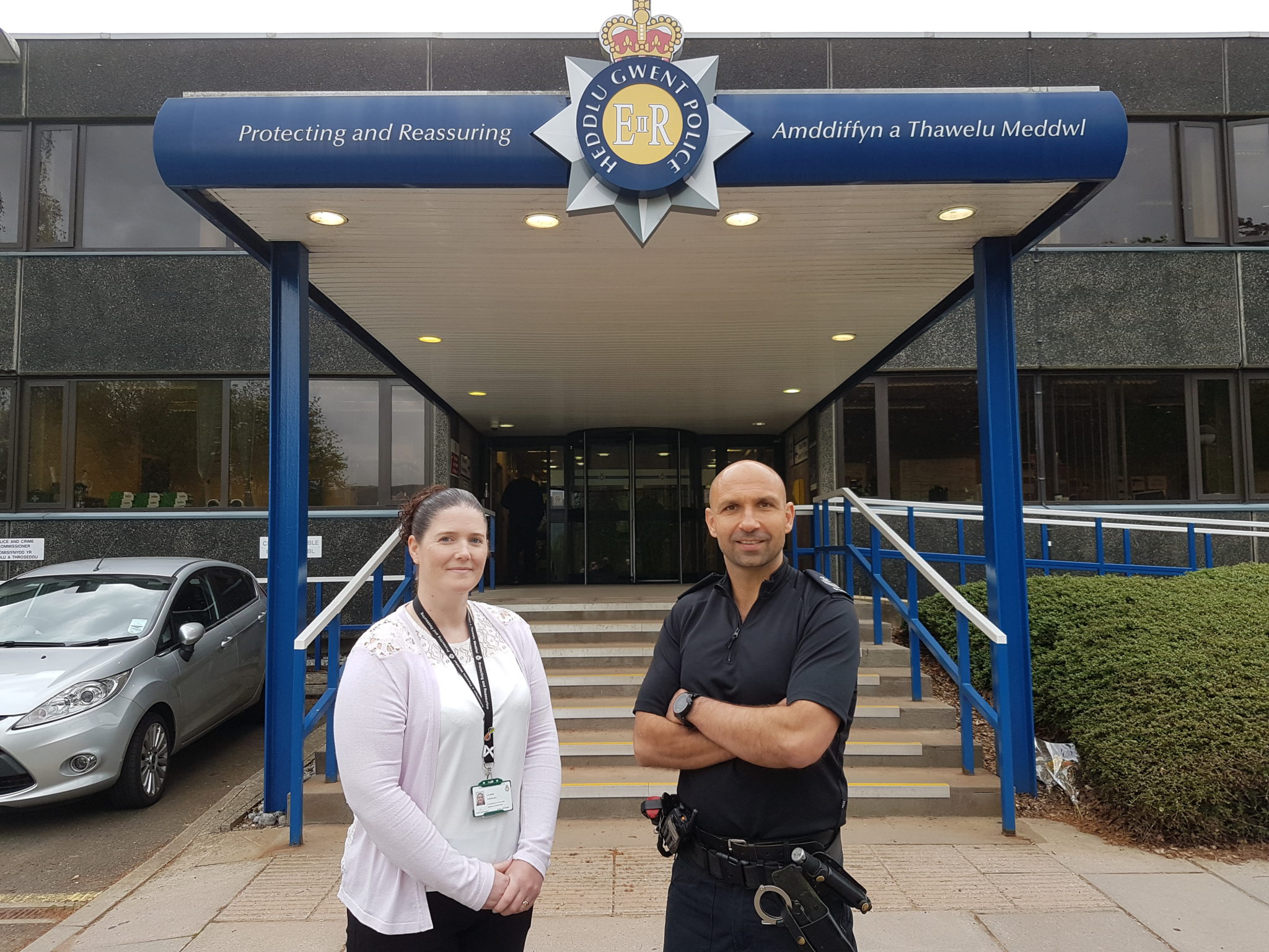 Sergeant Jason Williams and Leeanne Husselbee from Gwent Police