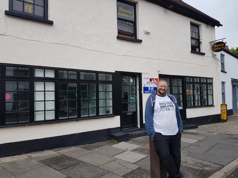 Alexis outside what was Bolero's Bar in Caerleon. He is opening The Dog House for fans of quirky craft ale, gin and wine. 