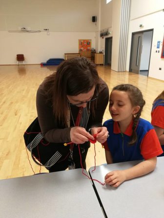 Poppies being knitted by the 2nd Fairwater Guides