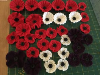 Poppies made by pupils at Croesyceiliog School and 2nd Fairwater Guides