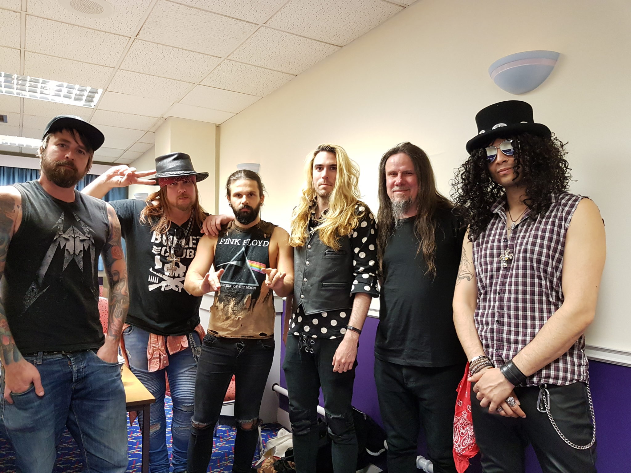 Guns 2 Roses backstage at Cwmbran's Mecca Bingo