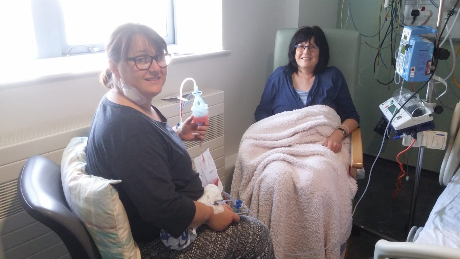 Stephanie and Wendy, her mum, in hospital