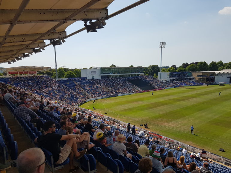 The covered stand was the perfect location to watch Glamorgan V Sussex