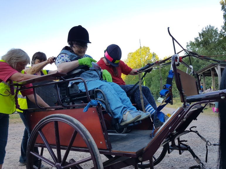 Club member Bronwen takes the reins ready for a ride