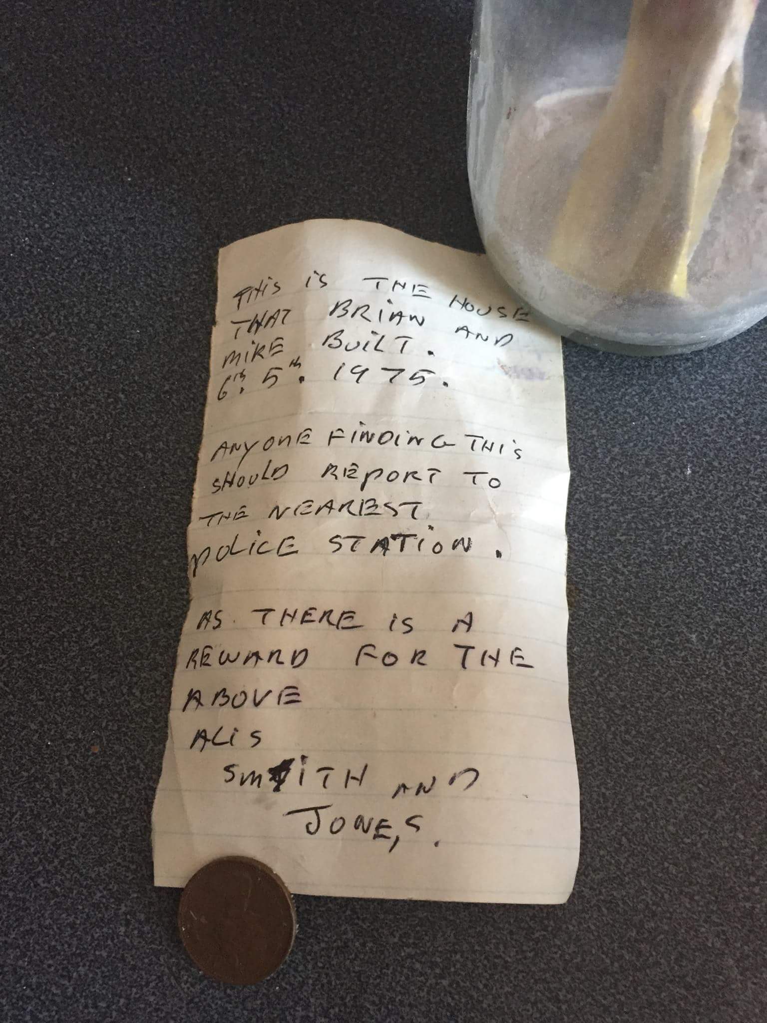 The message in a bottle found in Cwmbran