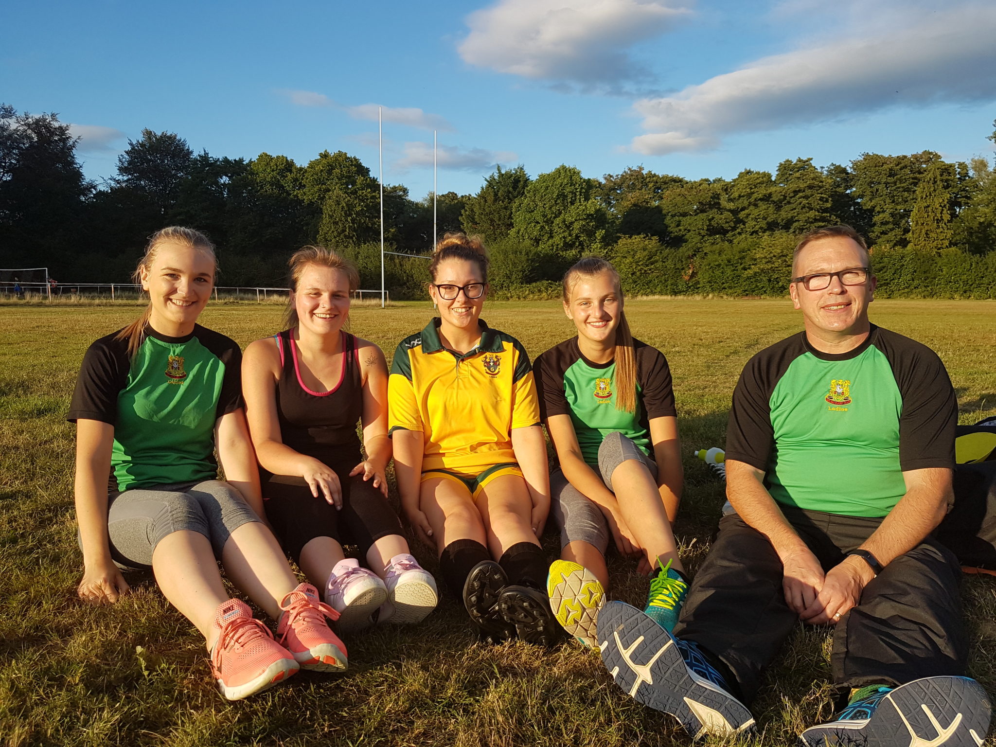 Some of the players from Girling Ladies RFC with Ian Howells, coach.