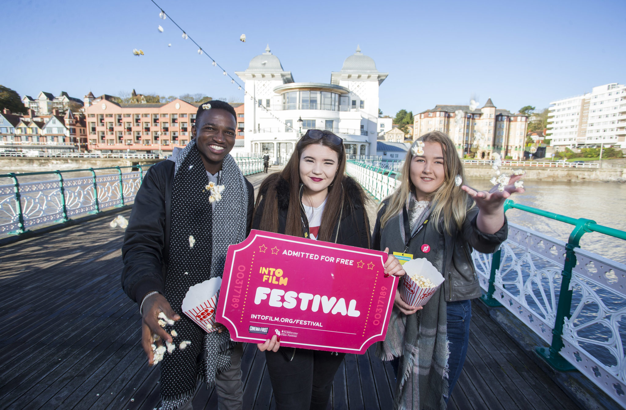 Cinema fans enjoying The Into Film Festival at Penarth Pier in 2017