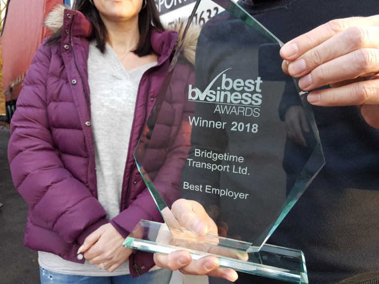 The Best Business Awards trophy for Best Employer 