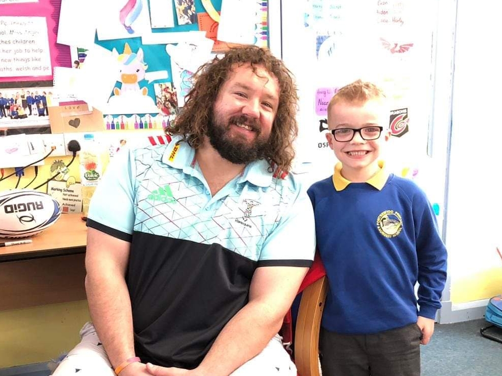 Adam Jones and Harry Robinson at Pontnewydd Primary School