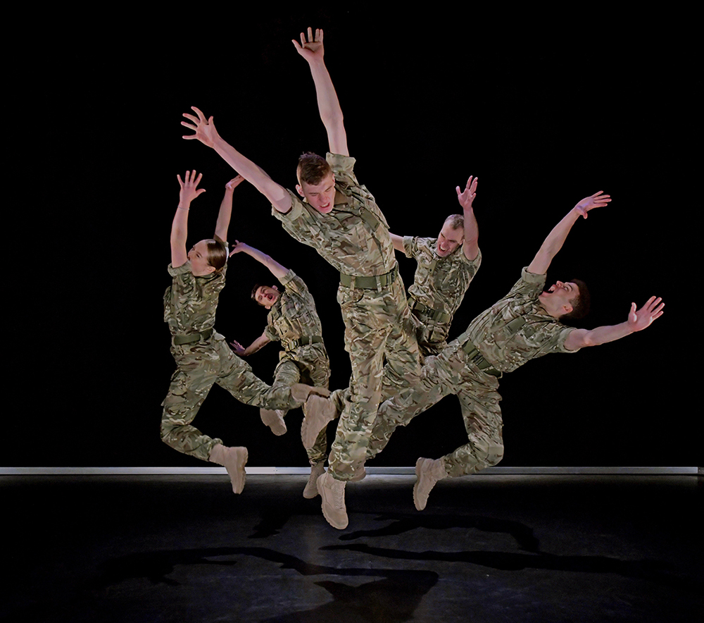 Alex Smith, centre, in 5 Soldiers (pic by Brian Slater)