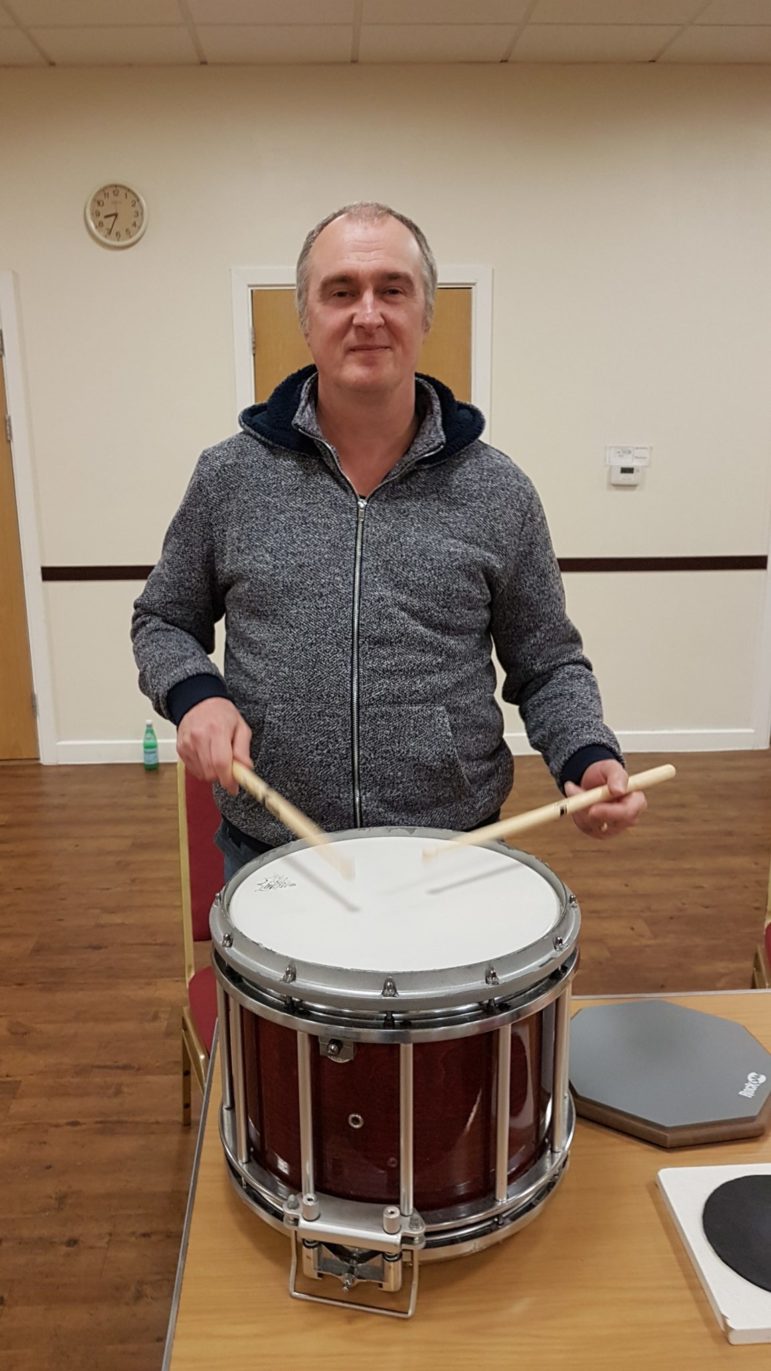 A drummer from Henllys Pipes and Drums band