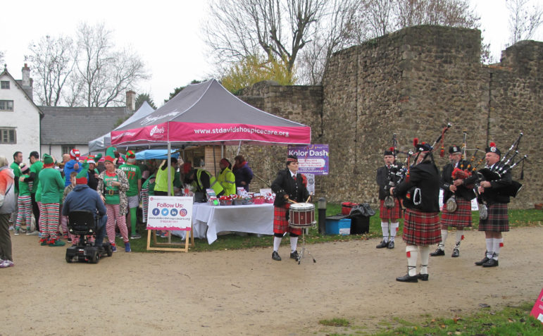 Henllys Pipes and Drums band at Llanyrafon Manor