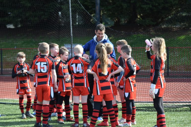 A football team at Cwmbran Stadium